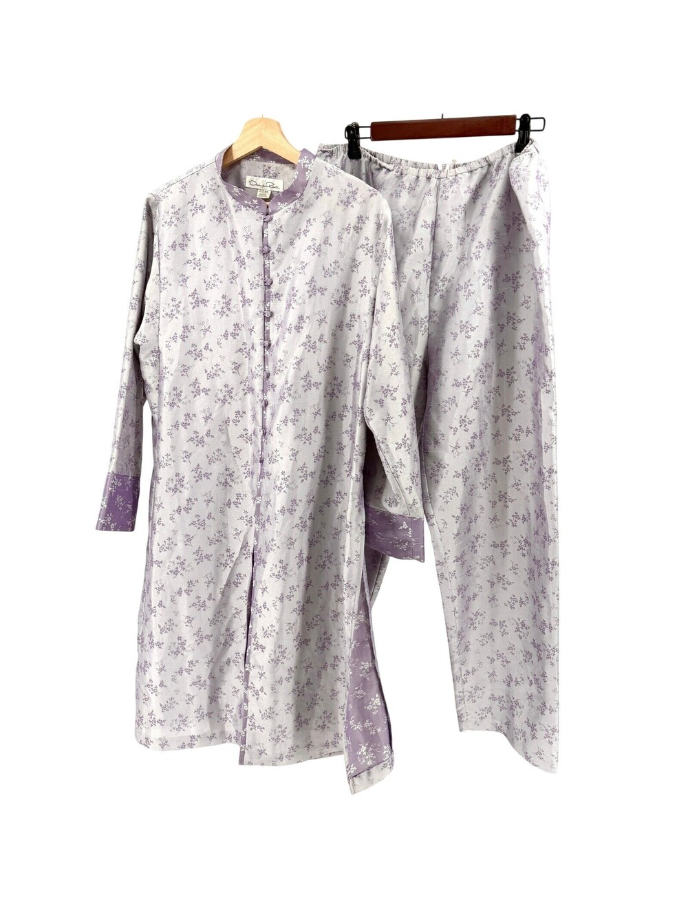 Vintage 90s Oscar de la Renta Lavender Floral Pajama Set